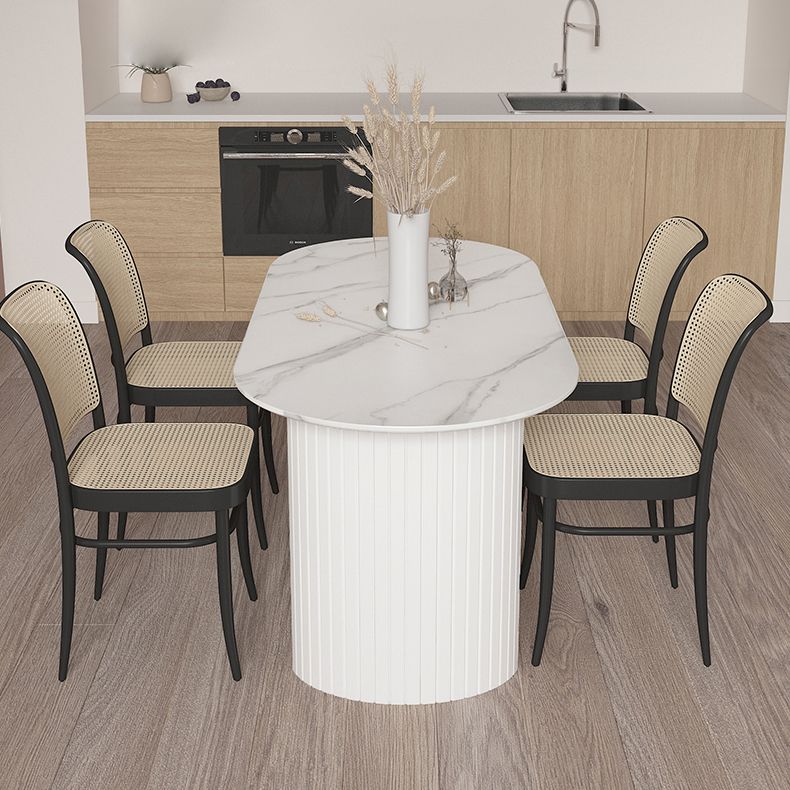 White Dining Table Modern Restaurant Furniture with Double Pedestal Base Clearhalo 'Dining Tables & Seating' 'Dining Tables' 'dining_table' 'furn' 'furn_dining_table' 'Furniture' 'furniture_dining_table' 'Kitchen & Dining Furniture' 'kitchen' 'kitchen_dining_table' 1200x1200_a60fd57c-0a05-4d2e-8931-10aa9b1107a2