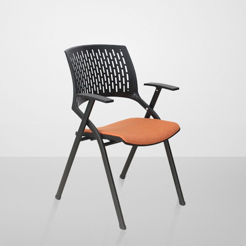 Chaise de bureau contemporaine à bras fixes en plastique, sans roues, chaise de conférence