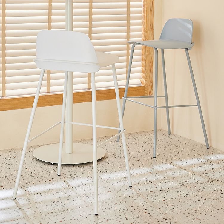 Modern Backrest Armless Counter Stool Iron Bar Stool with Plastic Cushion