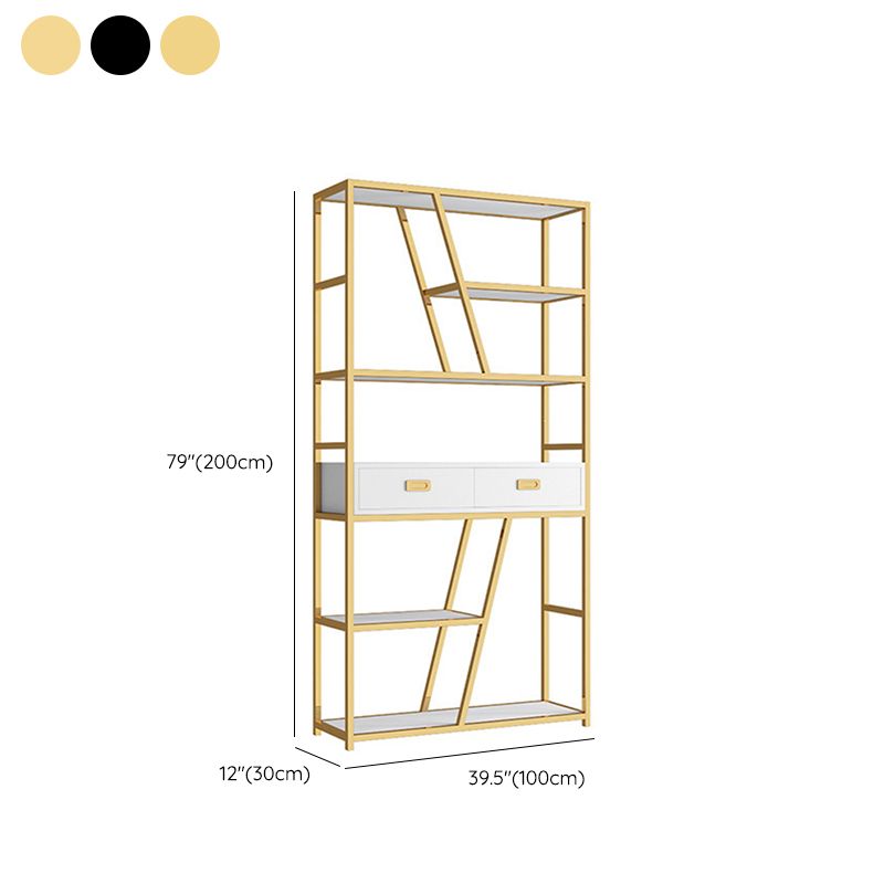 Bibliothèque d'étagère glamour ouvrir la bibliothèque en métal avec tiroirs pour le bureau à domicile