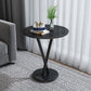 Modernistic Slate Top Round Side End Table Metal X-base End Table