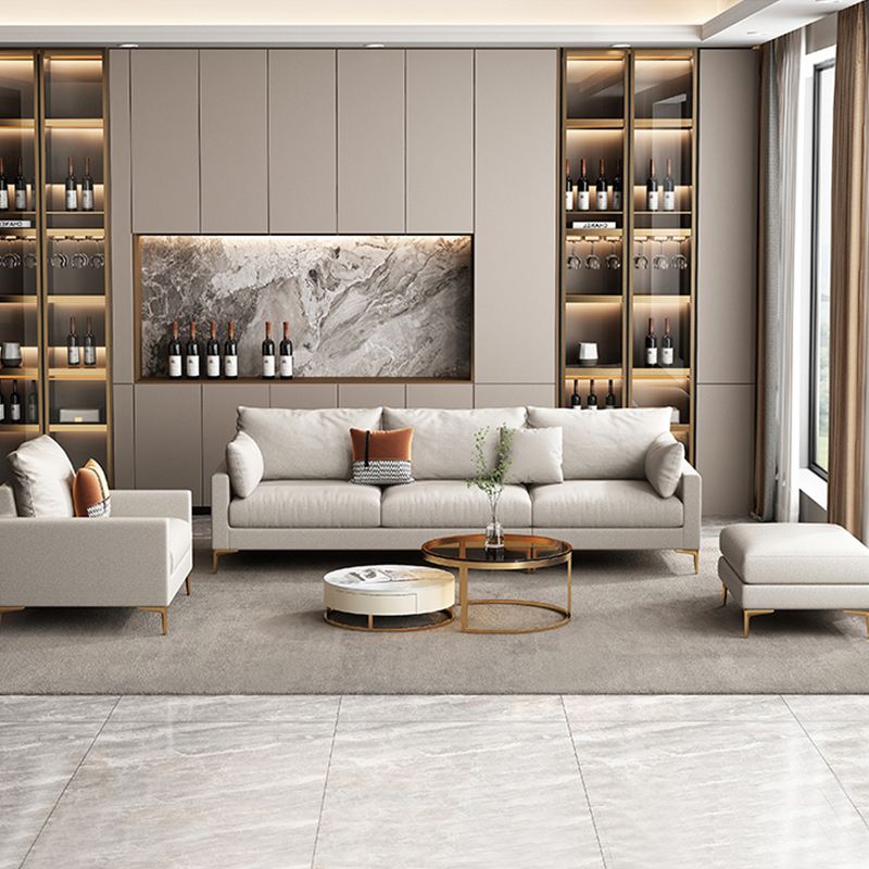 Sofá de brazo cuadrado contemporáneo resistente a las manchas de cuero sintética