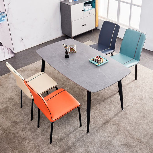 Contemporary Metal Dining Side Chair Dining Room Solid Back Armless Chair Clearhalo ' kitchen&dining_furn' 'Dining Chairs' 'Dining Tables & Seating' 'dining_chair' 'furn' 'furn_dining_chair' 'Furniture' 'furniture_dining_chair' 'Kitchen & Dining Furniture' 'kitchen' 1200x1200_a618c339-cf54-4cfa-b5c3-e709ff1e0c5f