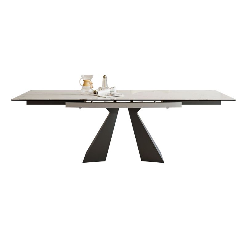 Rectangle Traditional Luxury Dining Table Sintered Stone Table with Double Pedestal Base Clearhalo ' dining_table' 'Dining Tables & Seating' 'Dining Tables' 'furn' 'furn_dining_table' 'Furniture' 'furniture_dining_table' 'Kitchen & Dining Furniture' 'kitchen&dining_furn' 'kitchen' 'kitchen_dining_table' 1200x1200_a61a5bf8-7eaf-4658-81a2-ddb2f0948f31