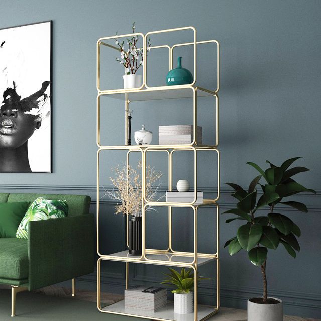 Glam Style Metal Bookshelf Etagere Shelf Bookcase for Home Office Clearhalo 'Bookcases' 'furn' 'furn_bookcases' 'Furniture' 'furniture_bookcases' 'Office Furniture' 1200x1200_a61ca472-b544-4661-a1fb-372457cabfa5