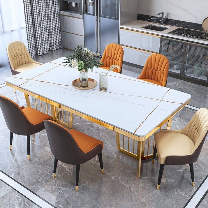 Traditional Luxury Style Dining Table Rectangle Sintered Stone Table with Gold Frame Clearhalo ' dining_table' 'Dining Tables & Seating' 'Dining Tables' 'furn' 'furn_dining_table' 'Furniture' 'furniture_dining_table' 'Kitchen & Dining Furniture' 'kitchen&dining_furn' 'kitchen' 'kitchen_dining_table' 1200x1200_a61cc6f1-1525-4812-bf94-336ea4f6b077