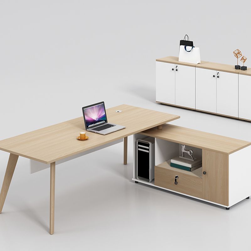 Contemporary Wooden Drawer Office Desk Natural Rectangular Office Desk Clearhalo 'furn' 'furn_office_desk' 'Furniture' 'Office Desks' 'Office Furniture' 'office_desk' 1200x1200_a61e5bb2-d103-4afd-9d76-f46c328c2a96