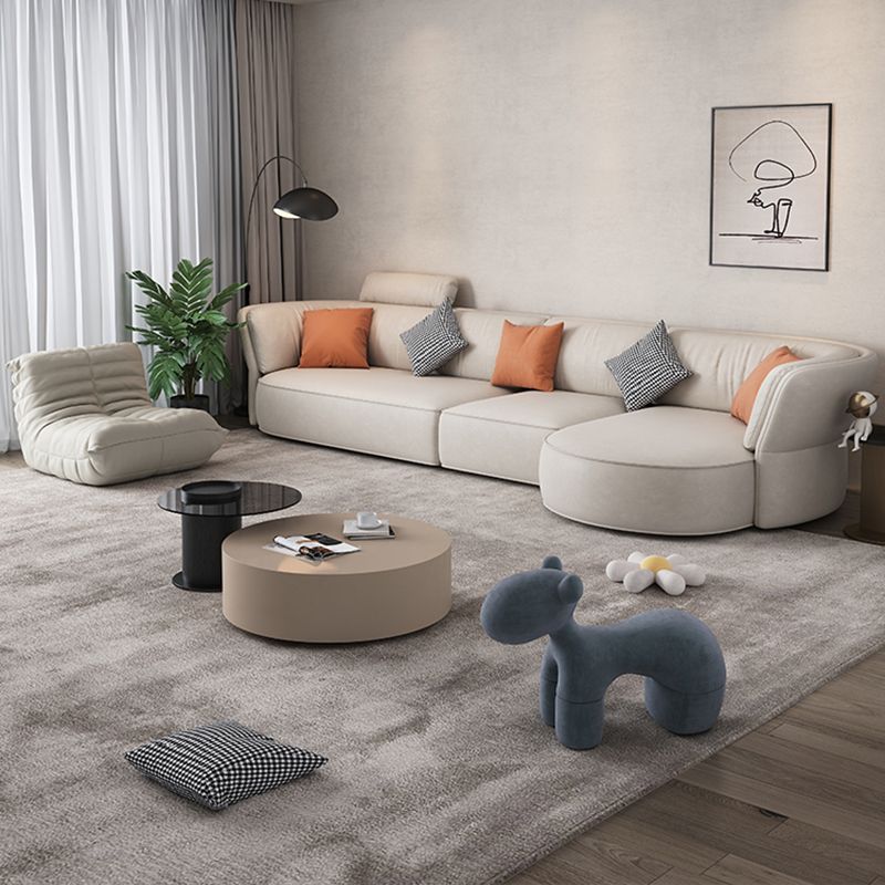 Beige Stain-Resistant Faux Leather Pillow Top Arm Sectional for Living Room Clearhalo 'furn' 'furn_sectionals' 'Furniture' 'furniture_sectionals' 'kitchen' 'kitchen_sectionals' 'Living Room Furniture' 'Sectionals' 1200x1200_a620b8f3-7258-4059-a2ae-70283265cbf4