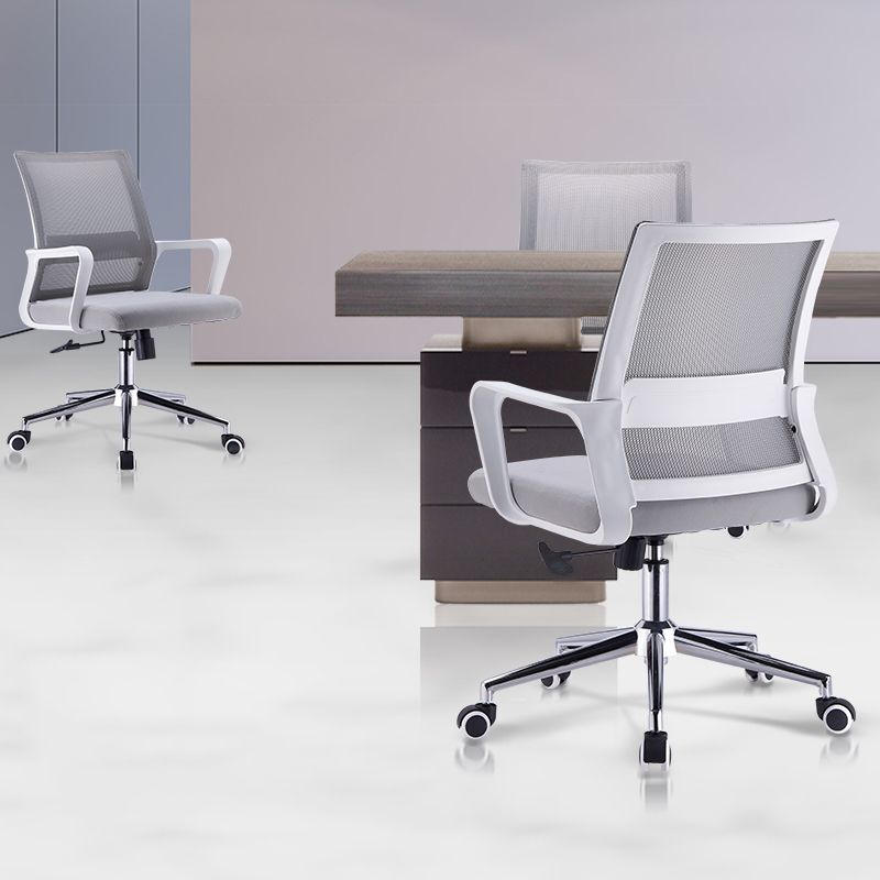 Modern Style Gray Chair Mid Back Fixed Arm Office Chair for Home Clearhalo 'furn' 'furn_office_chair' 'Furniture' 'furniture_office_chair' 'Office Chairs' 'Office Furniture' 'office_chair' 1200x1200_a622672f-439a-4de3-8dac-c0dc56964091