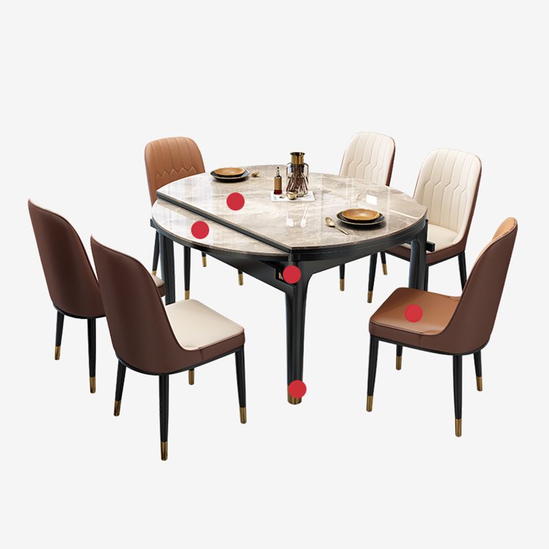 Modern Rectangle Shape Dining Set Sintered Stone Top Dining Table Furniture with Self-Storing¬†Leaf Clearhalo 'Dining Room Sets' 'Dining Tables & Seating' 'dining_room_set' 'Furniture' 'furniture_dining_room_set' 'Kitchen & Dining Furniture' 'kitchen&dining_furn' 'kitchen' 1200x1200_a623ca5d-7d36-4039-b3ca-aa037bfe1135
