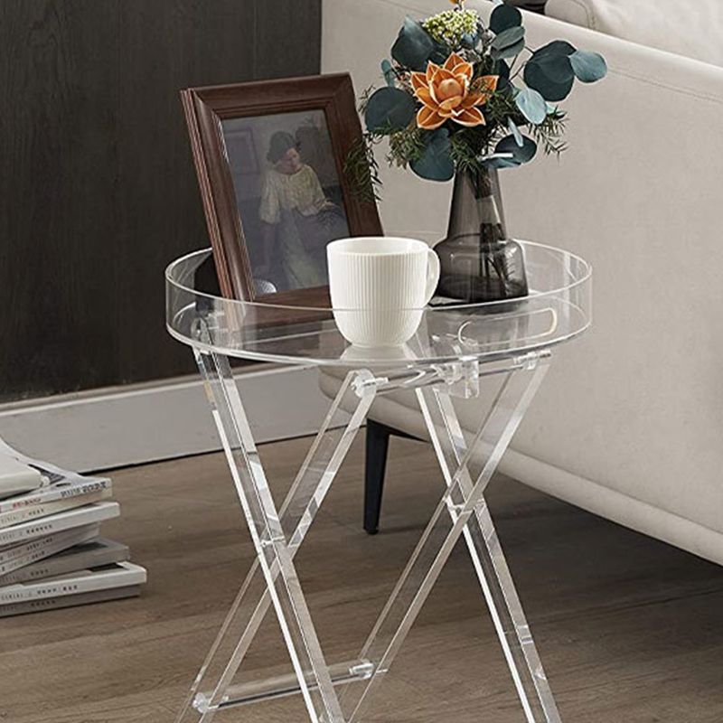 Cross Legs Side Table Acrylic Round/Rectangular Sofa Side Accent Table