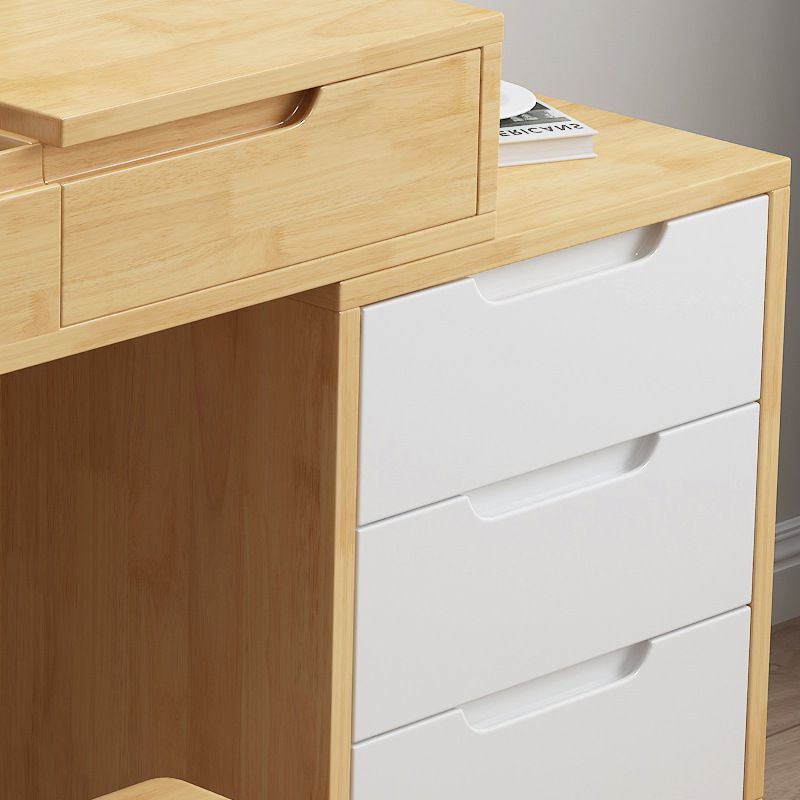 Tavolo da trucco in vanità in legno massiccio con specchio e 4 -catrawer - 17,72 "d