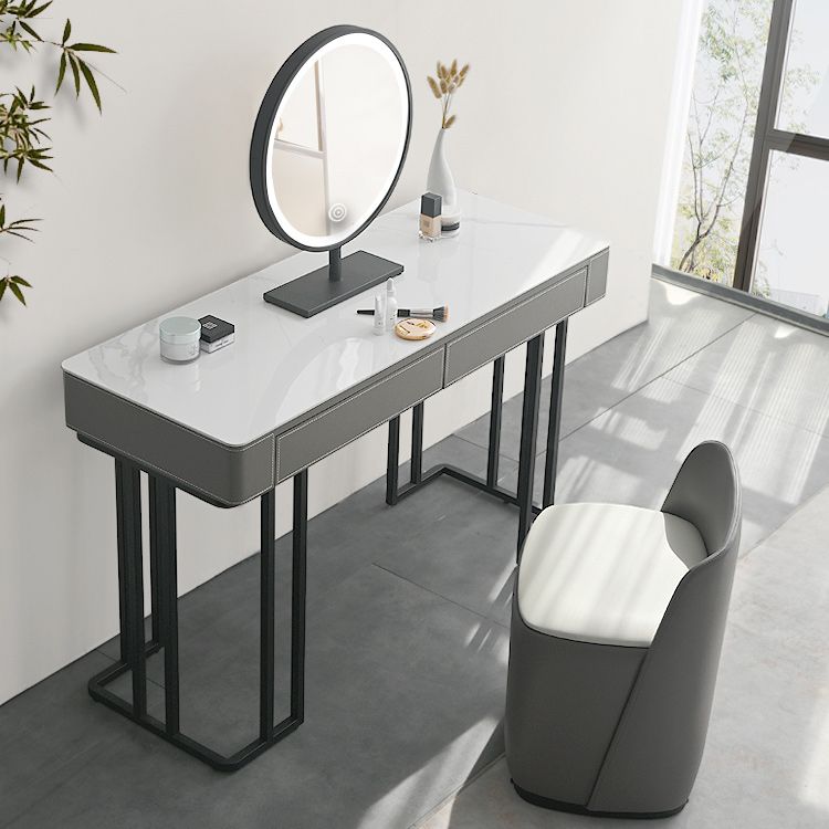 Tavolo da trucco top moderno in pietra con 2 cassetti per la camera da letto