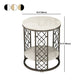 21.6" Tall Modern Round Slate Top Side Table Iron Frame End Table with Shelf
