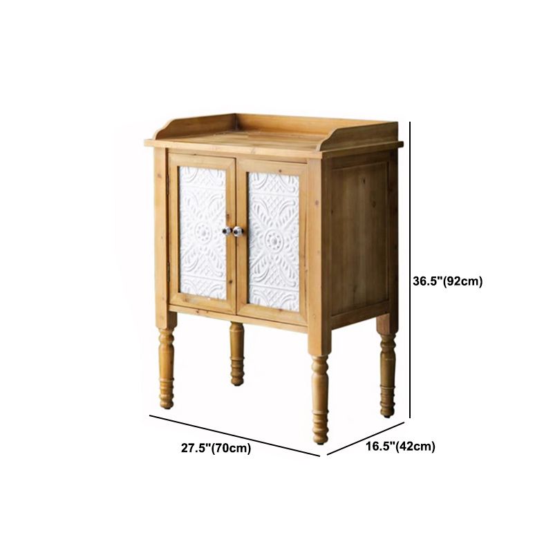 Industrial Wooden Accent Cabinet with Wooden Legs and Doors Cabinet