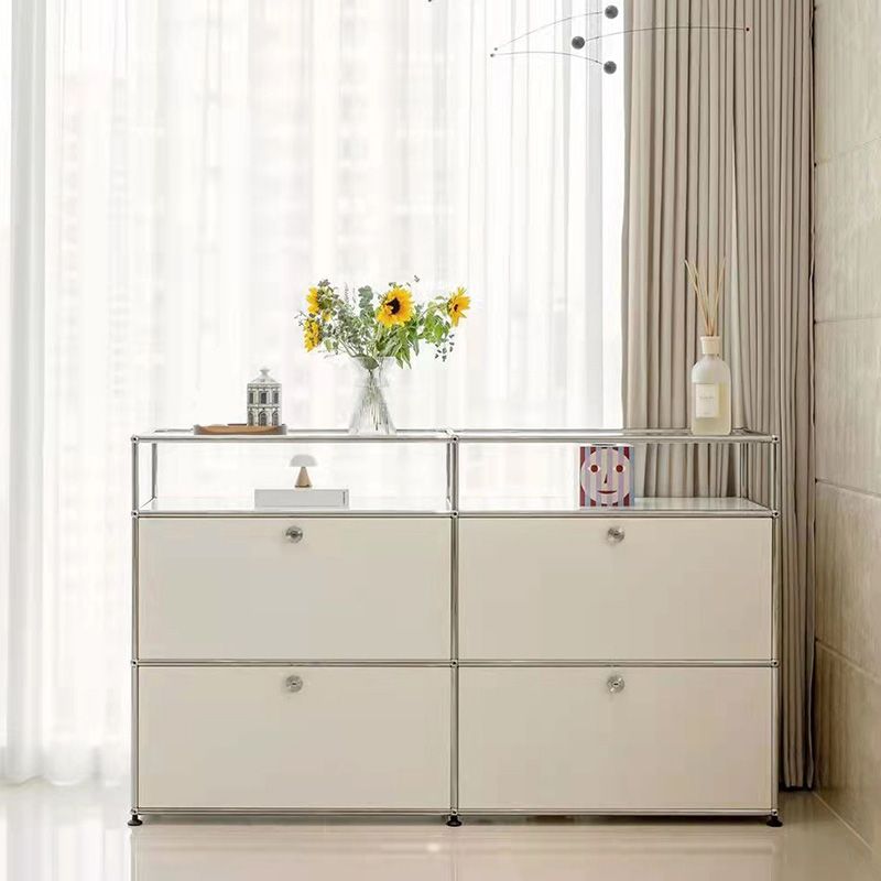 Server da pranzo in legno ingegnerizzato in ingegnerizzazione ingegnerizzato in ingegnerizzazione bianca moderna con base in metallo