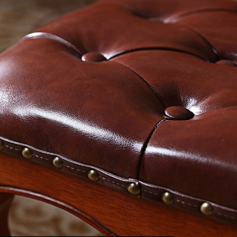 Mid-Century Modern Ottoman Faux Leather Tufted Nailhead Trim Rectangle Ottoman Clearhalo 'furn' 'furn_ottomans_poufs' 'Furniture' 'Living Room Furniture' 'Ottomans & Poufs' 'ottomans_poufs' 1200x1200_a62e6673-a883-4d16-bf0c-441fd9ea299f
