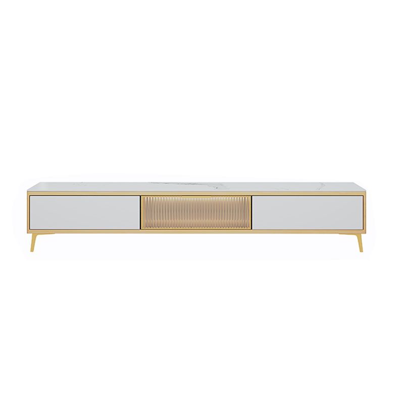17.13 "H TV STAND Glam Store Almacenamiento de almacenamiento de TV blanco con cajones