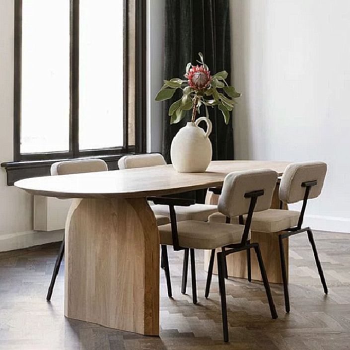 Oval Double Pedestal Modern Dining Table Fixed Table with Pinewood Clearhalo ' dining_table' 'Dining Tables & Seating' 'Dining Tables' 'furn' 'furn_dining_table' 'Furniture' 'furniture_dining_table' 'Kitchen & Dining Furniture' 'kitchen&dining_furn' 'kitchen' 'kitchen_dining_table' 1200x1200_a6300323-ac2b-4114-9b7c-79f51c612441