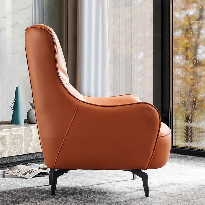 Contemporary Accent Armchair Faux Leather Barrel Accent Chair Clearhalo 'Accent Chairs' 'accent_chairs' 'Chairs & Seating' 'furn' 'furn_accent_chairs' 'Furniture' 'Living Room Furniture' 1200x1200_a6308c77-c7d9-447d-b1ef-aba5eae58685