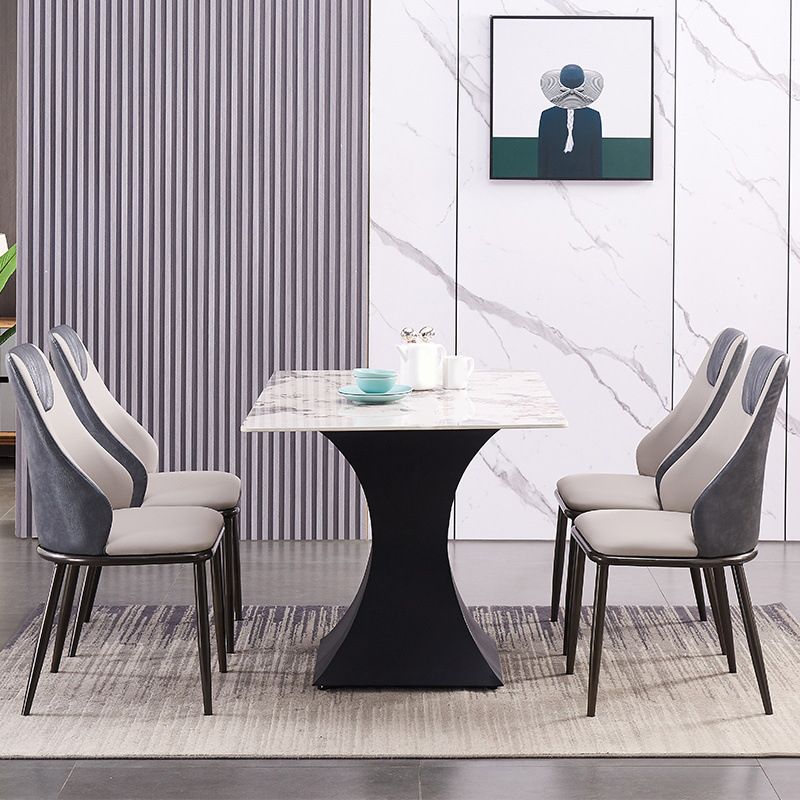 Modern Metal Wingback Side Chair Leather Dining Chairs with Black Legs Clearhalo ' kitchen&dining_furn' 'Dining Chairs' 'Dining Tables & Seating' 'dining_chair' 'Furniture' 'furniture_dining_chair' 'Kitchen & Dining Furniture' 'kitchen' 1200x1200_a630b465-7fbe-4134-8fff-0519cb428e12
