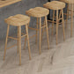 Contoured Seat Dining Stools Solid Wood Bar Stools with Footrest
