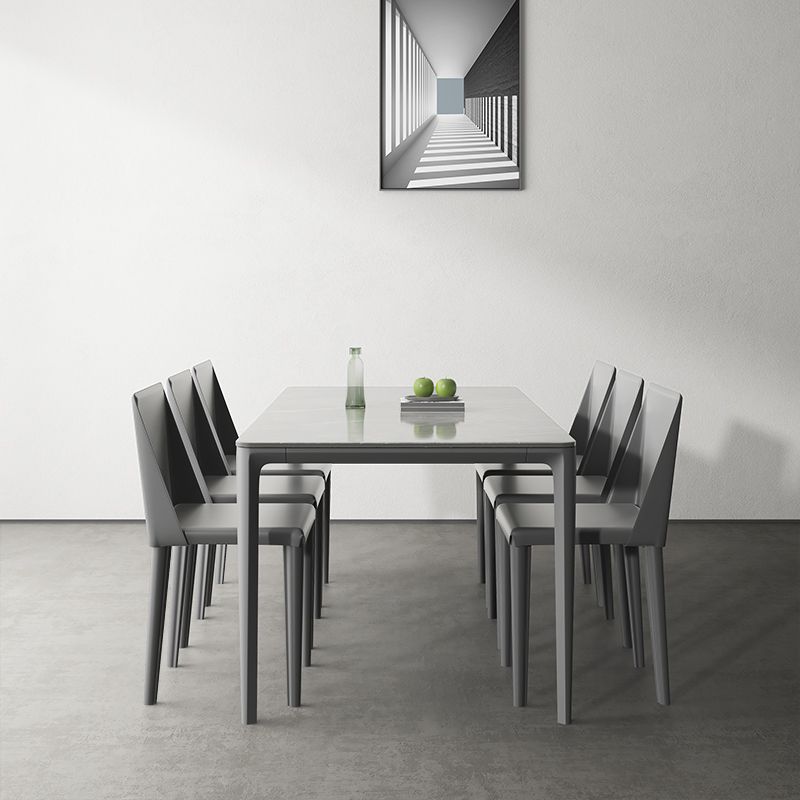 1/4/5/7 stukken eetmeubilair set moderne gesinterde stenen tafel en faux lederen stoelen