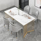 Glam Iron Dining Table Set 1/2/5/7 Pieces Dinette Set with Rectangle Sintered Stone Top Clearhalo 'Dining Room Sets' 'Dining Tables & Seating' 'dining_room_set' 'furn' 'furn_dining_room_set' 'Furniture' 'Kitchen & Dining Furniture' 1200x1200_a6325a48-5031-4c9d-8666-19eeebfb09de