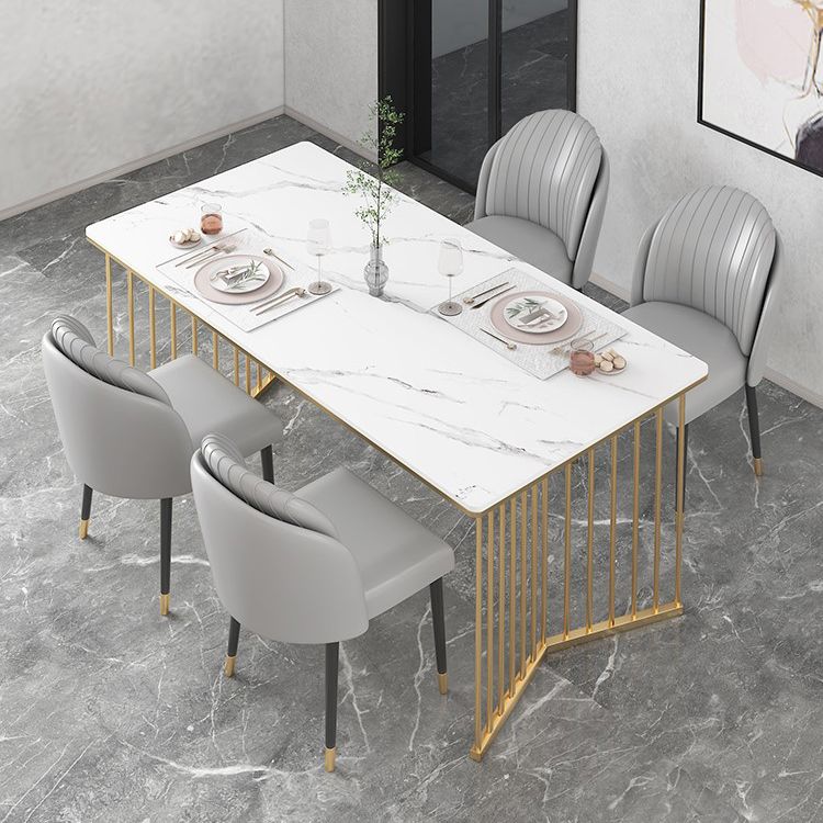 Glam Iron Dining Table Set 1/2/5/7 Pieces Dinette Set with Rectangle Sintered Stone Top Clearhalo 'Dining Room Sets' 'Dining Tables & Seating' 'dining_room_set' 'furn' 'furn_dining_room_set' 'Furniture' 'Kitchen & Dining Furniture' 1200x1200_a6325a48-5031-4c9d-8666-19eeebfb09de
