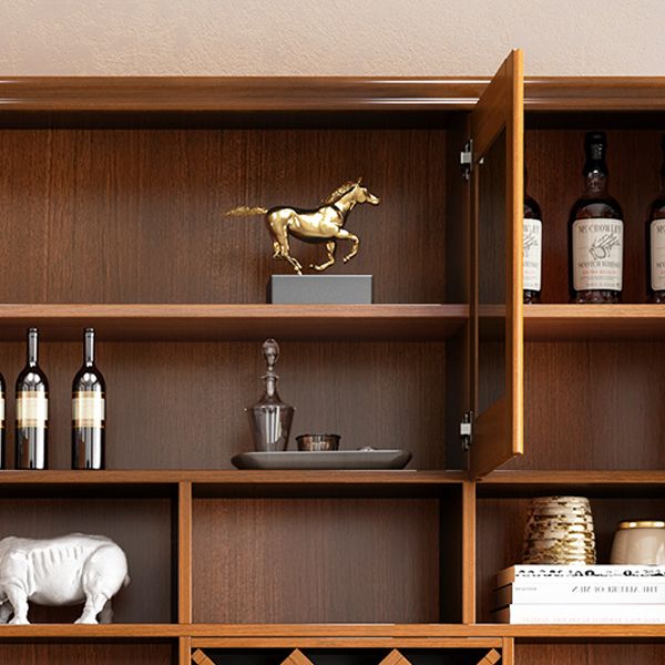 Porte moderne di vetro da sala da pranzo a buffet in legno di gomma con cassetti per soggiorno