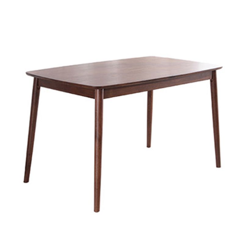 モダンな茶色の家具セット5 PCS長方形のソリッドウッドダイナーテーブルダイニングチェア
