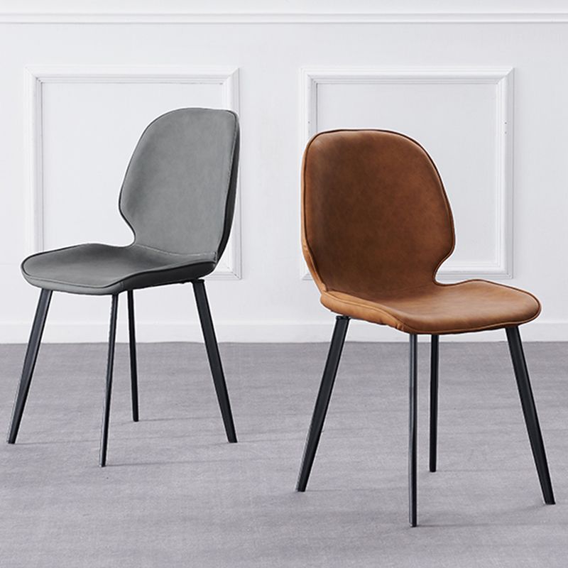 Modern Style Chair Faux Leather and Metal Dining Side Chair for Home Clearhalo 'Dining Chairs' 'Dining Tables & Seating' 'dining_chair' 'furn' 'furn_dining_chair' 'Furniture' 'Kitchen & Dining Furniture' 1200x1200_a6346690-cfd4-4679-b11c-7b9cf3a7697a