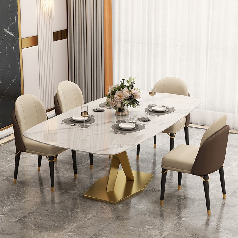 Glam Rectangle 1/4/5/6/7 Pieces Dinette Set Indoor White and Gold Dining Set Clearhalo 'Dining Room Sets' 'Dining Tables & Seating' 'dining_room_set' 'furn' 'furn_dining_room_set' 'Furniture' 'Kitchen & Dining Furniture' 1200x1200_a635fdd4-52da-4fac-a26c-184a3504c8c6