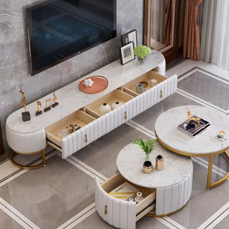 Modern Marble TV Console White Enclosed Storage TV Stand with Drawers Clearhalo 'furn' 'furn_tv_stands_entertainment_centers' 'Furniture' 'Living Room Furniture' 'TV Stands & Entertainment Centers' 'TV Stands & Media Storage Furniture' 'tv_stands_entertainment_centers' 1200x1200_a63713e0-05f7-49b4-b23e-b74bf1a5c0fa