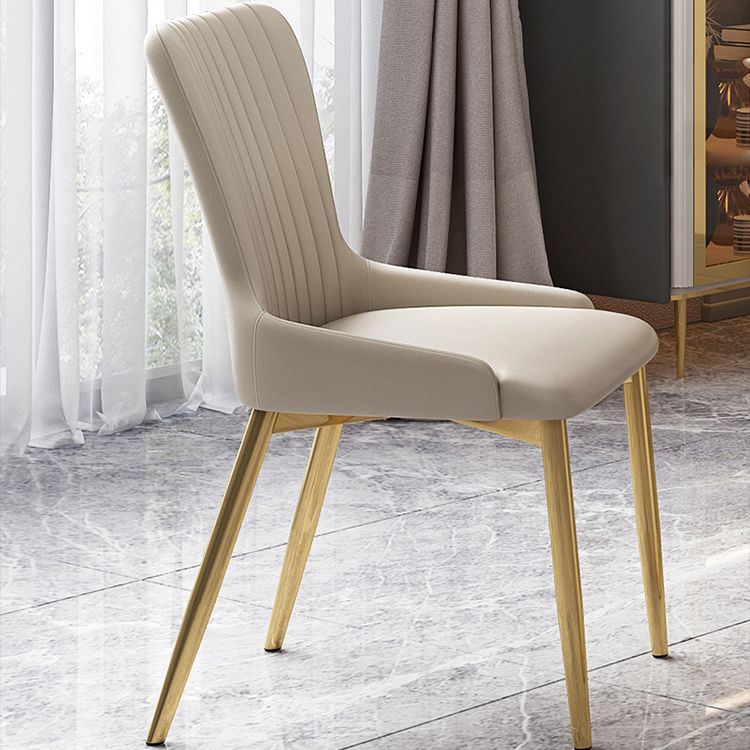 Modern Style Sintered Stone Dining Room Set with White Rectangle Shape Table and Gold Trestle Base Clearhalo 'Dining Room Sets' 'Dining Tables & Seating' 'dining_room_set' 'furn' 'furn_dining_room_set' 'Furniture' 'furniture_dining_room_set' 'Kitchen & Dining Furniture' 'kitchen&dining_furn' 'kitchen' 1200x1200_a637a762-e0c8-43bc-8dee-d083abbee036