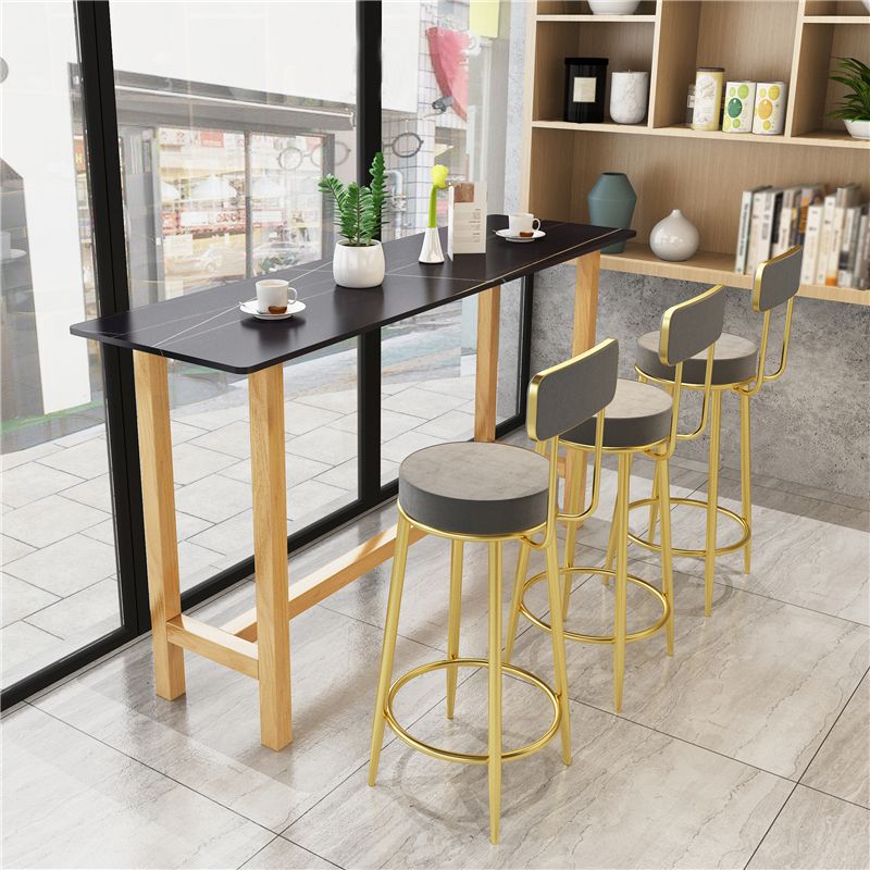 Modern Marble Counter Table with Rectangle Table Top Natural Trestle Table - 42" H Clearhalo 'Bar Furniture' 'Bar Tables' 'bar_tables' 'furn' 'furn_bar_tables' 'Furniture' 'furniture_bar_tables' 'Kitchen & Dining Furniture' 1200x1200_a637b4f1-90dd-4296-a928-5afad11a9376