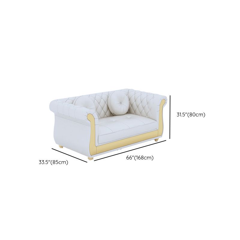 Mid Century Modern White Sofa Echt lederen woonkamer zitplaatsen