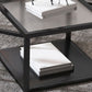 Contemporary Square Nesting Coffee Table Set with Glass Top and Iron Base