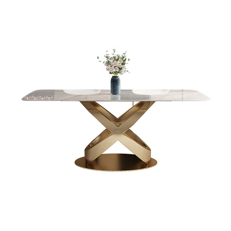 Luxuriöses rechteckiges Esszimmer-Set, 1/4/5/6/7-teilig, Tischset mit gesinterter Steinplatte