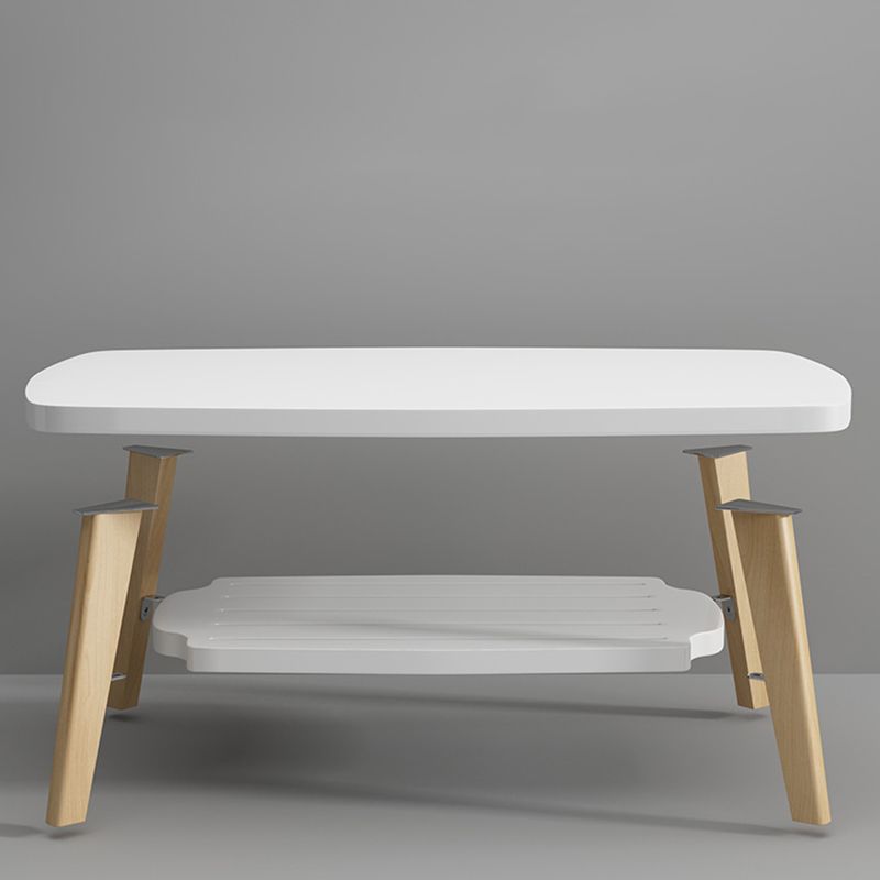 Nordic Style Rectangular 4 Legs Base Solid Wood Table with Storage Rack Coffee Table Clearhalo 'Coffee & Accent Tables' 'Coffee Tables' 'coffee_tables' 'furn' 'furn_coffee_tables' 'Furniture' 'Living Room Furniture' 1200x1200_a63b4846-fdbf-4ba5-bd5e-ef0ce0eadfa3