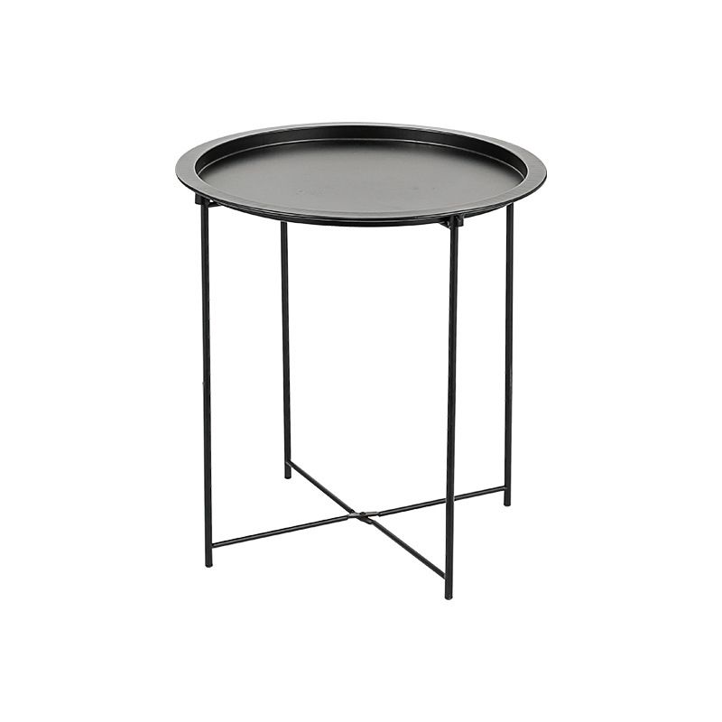 Round Tray Top Side Table Mid-Century Metal Cross Legs End Table Clearhalo 'Coffee & Accent Tables' 'End & Side Tables' 'end_side_tables' 'furn' 'furn_end_side_tables' 'Furniture' 'Living Room Furniture' 1200x1200_a63d65ce-45ee-41a5-a330-7e7f150f85d8
