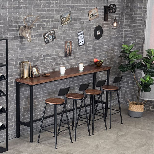 Wood Cocktail Bar Table with Rectangle Table Top Black Trestle Table - 41.3" H Clearhalo 'Bar Furniture' 'Bar Tables' 'bar_tables' 'furn' 'furn_bar_tables' 'Furniture' 'furniture_bar_tables' 'Kitchen & Dining Furniture' 1200x1200_a63dc223-9e37-42ca-ac85-7440311f1a4c