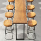 Mesa rectangular moderna de madera de pino, patas de hierro para comedor