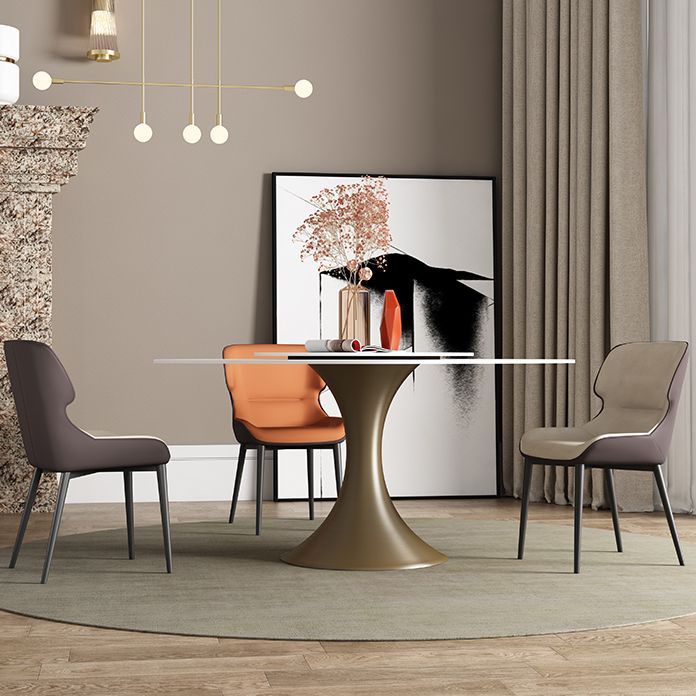 Traditional Luxury Round Table Stone Top Gold Base Dining Table Clearhalo 'Dining Tables & Seating' 'Dining Tables' 'dining_table' 'furn' 'furn_dining_table' 'Furniture' 'Kitchen & Dining Furniture' 1200x1200_a63f3fb6-14c5-431f-a454-a2dd695d23de