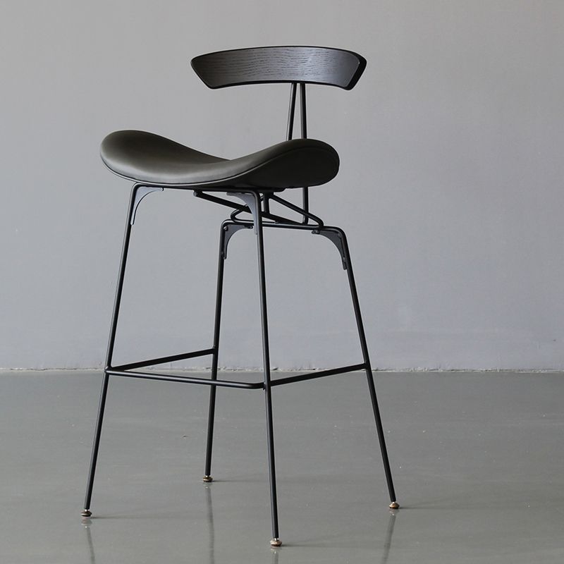 Black Iron Quilted Barstool 25.5" H Industrial Tall Stool with Contoured Seat Clearhalo 'Bar Furniture' 'Bar Stools' 'bar_stools' 'furn' 'furn_bar_stools' 'furniture_bar_stools' 'Kitchen & Dining Furniture' 'kitchen&dining_furn' 'kitchen' 'kitchen_furn' Furniture' 1200x1200_a6440743-57c4-4790-a97c-3a818b642c7f