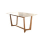 White Dining Table with Trestle Base Modern Natural Frame Dinner Room Kitchen Table
