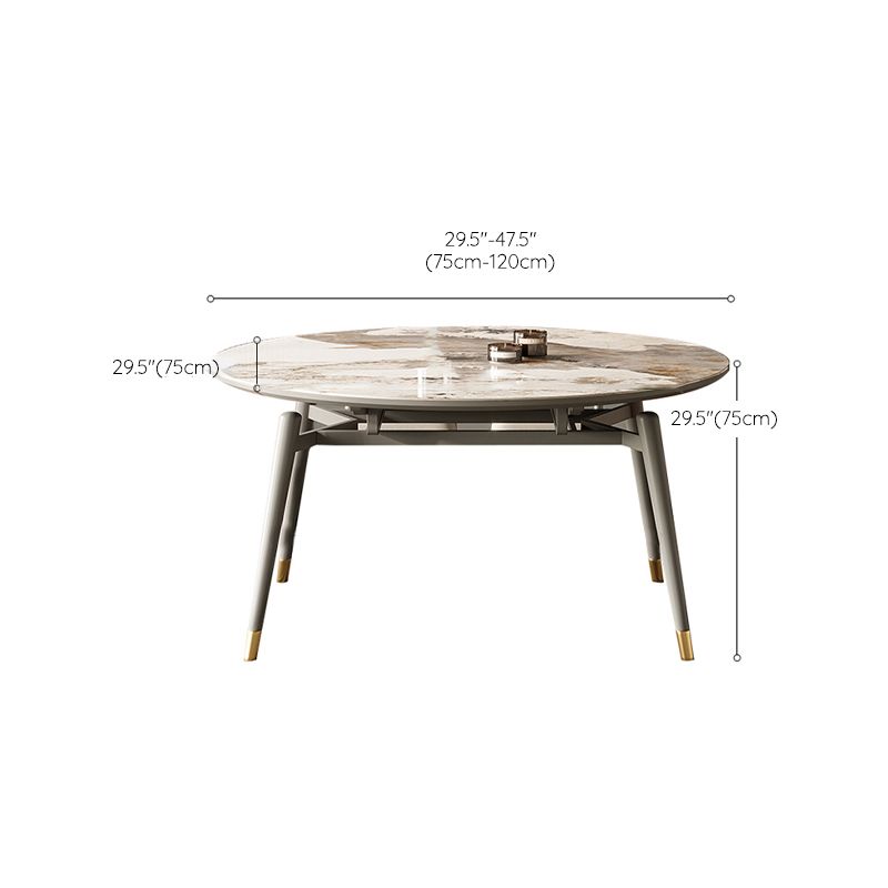 Extendable Sintered Stone Dining Table Round Table with 4 Legs for Home