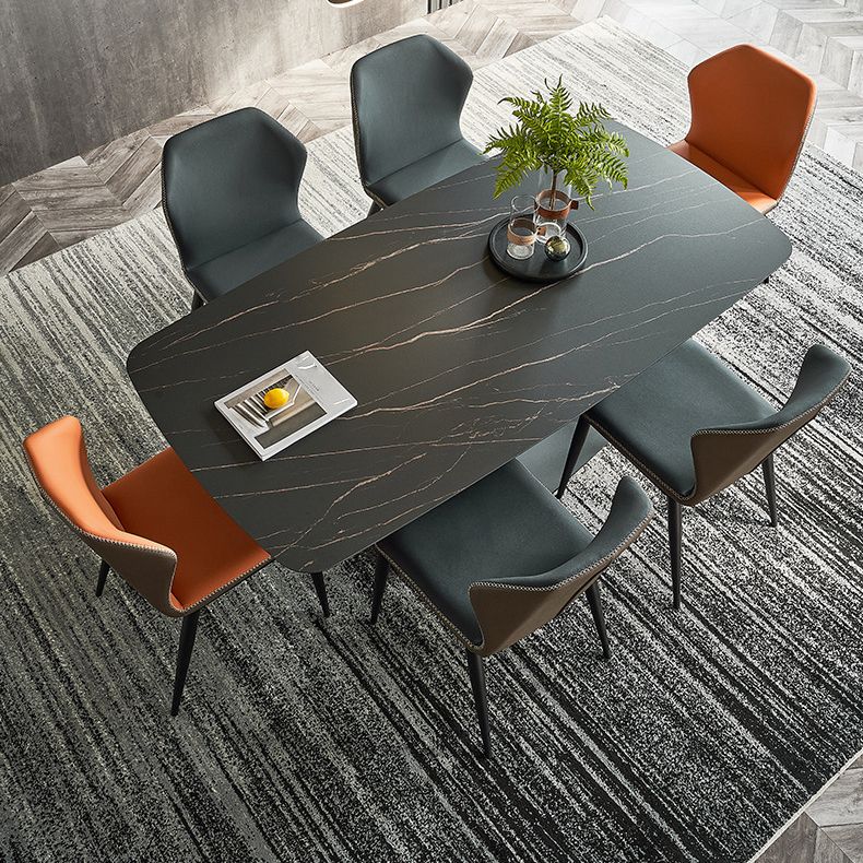 Minimalist Black Solid Back Dining Side Chair Metal Upholstered Dining Side Chair Clearhalo ' kitchen&dining_furn' 'Dining Chairs' 'Dining Tables & Seating' 'dining_chair' 'furn' 'furn_dining_chair' 'Furniture' 'furniture_dining_chair' 'Kitchen & Dining Furniture' 'kitchen' 1200x1200_a647263b-bc26-498c-982d-ed014d112f37