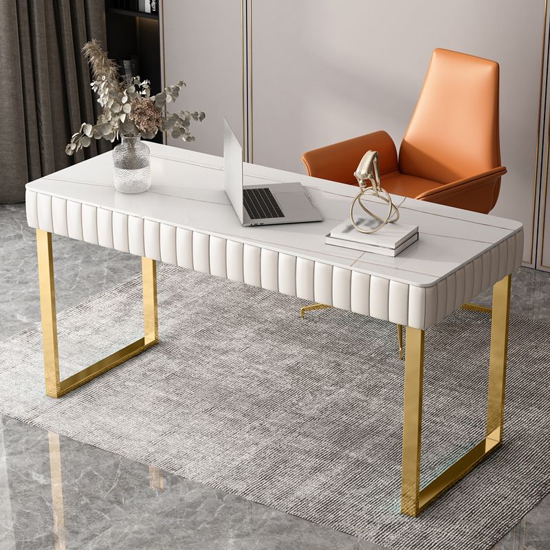 Glam Style Stone Writing Desk Curved Sled Base Office Desk with 2 Drawers Clearhalo 'furn' 'furn_office_desk' 'Furniture' 'furniture_office_desk' 'Office Desks' 'Office Furniture' 'office_desk' 1200x1200_a6474d7d-d569-4ba0-a3fc-d7952faeb573
