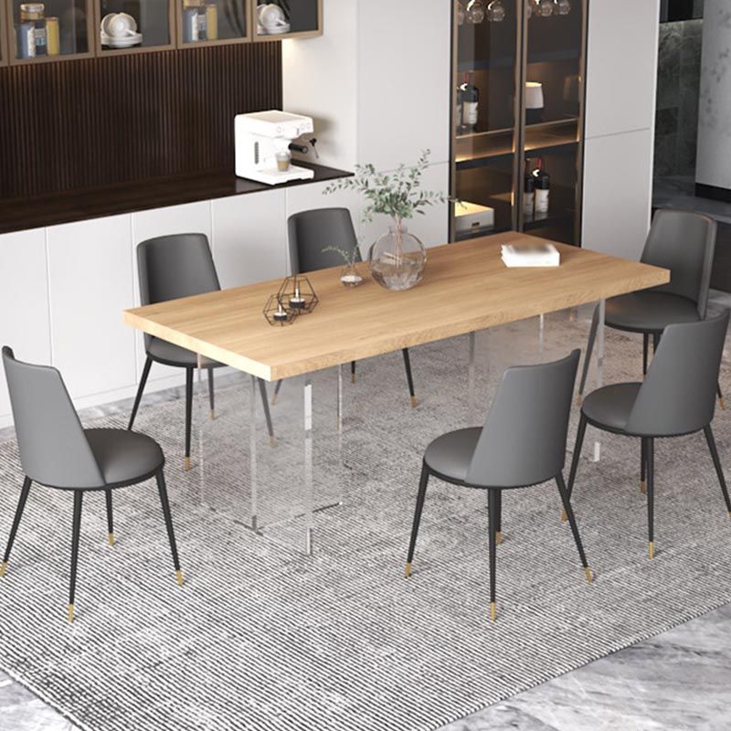 Contemporary Natural Wood Table Home Rectangle Dining Table with Double Pedestal Clearhalo 'Dining Tables & Seating' 'Dining Tables' 'dining_table' 'furn' 'furn_dining_table' 'Furniture' 'furniture_dining_table' 'Kitchen & Dining Furniture' 'kitchen' 'kitchen_dining_table' 1200x1200_a6485f87-c5e0-41de-8bf1-6dc958a8f6c9